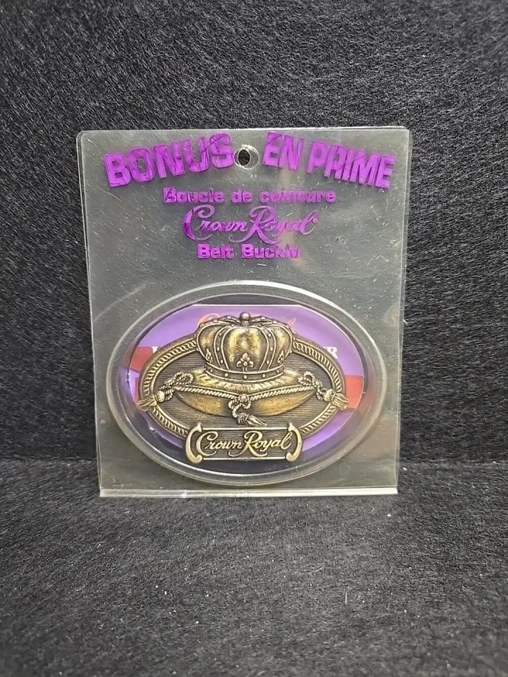 Vintage Crown Royal Brass Belt Buckle in Package
